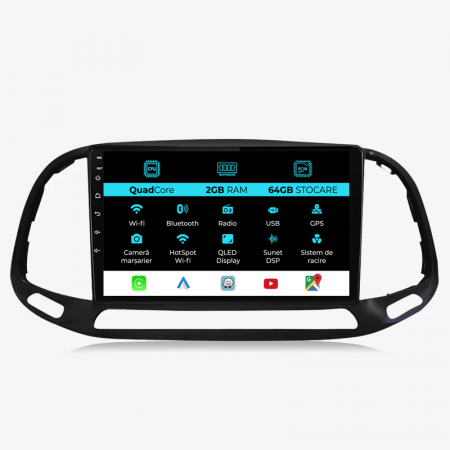 Doblo (2015 - 2019) - Navigatie Dedicata Fiat Doblo (2015-2019), 9Inch, 2Gb Ram, 64Gb Stocare, Carplay