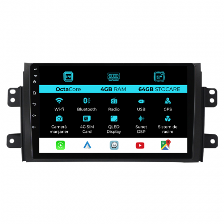 SX4 (2006 - 2014) - Navigatie Dedicata Suzuki SX4 (2006-2012), 9Inch 4Gb Ram, 64Gb Stocare, Carplay