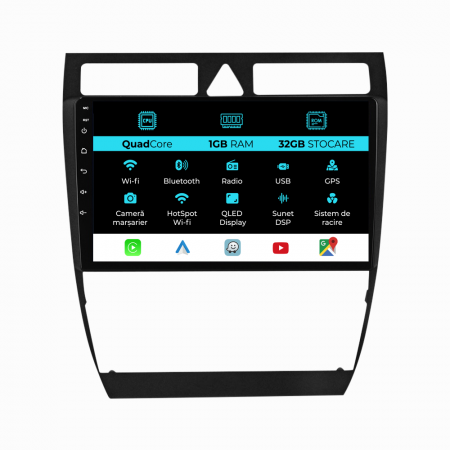 A6 C5 (2000 - 2004) - Navigatie Dedicata Audi A6 C5 (2000-2004), 9Inch, 1Gb Ram, 32Gb Stocare, Carplay