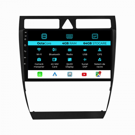 A6 C5 (2000 - 2004) - Navigatie Dedicata Audi A6 C5 (2000-2004), Android, 9Inch, 4Gb Ram, 64Gb Stocare, Carplay