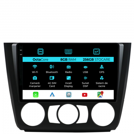 Seria 1 E81/E82/E87/E88 (2005 - 2013) - Navigatie Dedicata Bmw Seria 1 E82/E88/E81/E87 (2004-2011), 9Inch, 8Gb Ram, 256Gb Stocare, Carplay