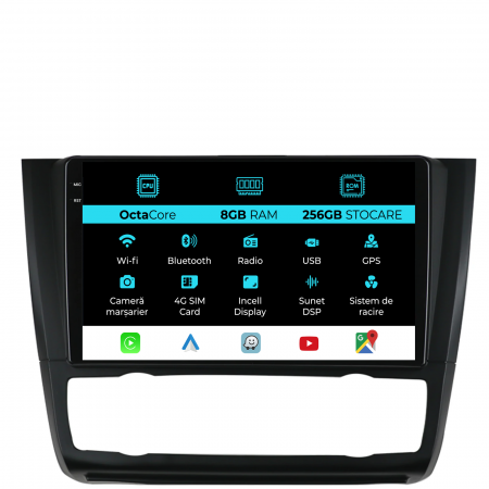 Seria 1 E81/E82/E87/E88 (2005 - 2013) - Navigatie Dedicata Bmw Seria 1 E82/E88/E81/E87 (2004-2011), 9Inch, 8Gb Ram, 256Gb Stocare, Carplay