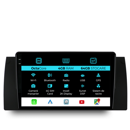 Navigatii Dedicate - Navigatie Dedicata BMW Seria 5 E39 (1995 - 2003), 2K, 4Gb Ram, 64Gb Stocare, Android Auto, Carplay