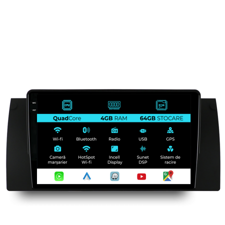 Navigatii Dedicate - Navigatie Dedicata BMW Seria 5 E39 (1995 - 2003), QuadCore, 9 Inch, 4Gb Ram, 64Gb Stocare, Android Auto, Carplay
