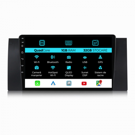 Seria 5 E39 (1995 - 2003) - Navigatie Dedicata BMW Seria5 E39/X5 E53 (1995-2003), 9Inch, 1Gb Ram, 32Gb Stocare, Carplay