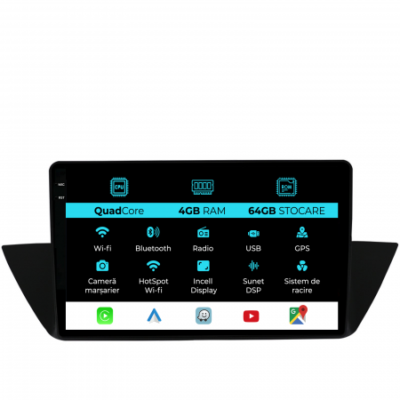 X1 E84 (2009 - 2015) - Navigatie Dedicata BMW X1 E84 (2009-2015),QuadCore, 10Inch, 4Gb Ram, 64Gb Stocare, Carplay