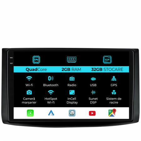 Aveo (2002 - 2011) - Navigatie Dedicata Chevrolet Aveo (2002-2011), 9Inch, 2Gb Ram, 32Gb Stocare, Carplay