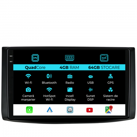 Aveo (2002 - 2011) - Navigatie Dedicata Chevrolet Aveo (2002-2011),QuadCore, 9Inch, 4Gb Ram, 64Gb Stocare, Carplay