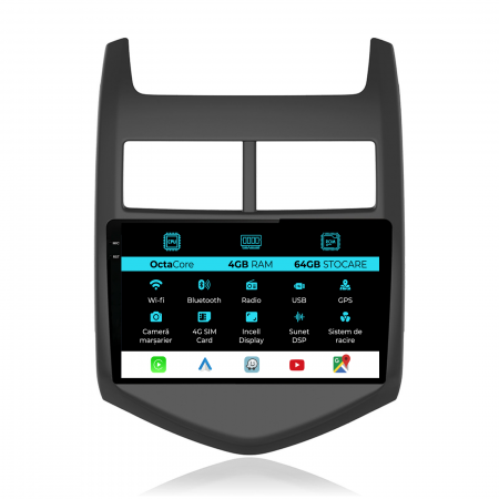 Aveo (2012 - 2014) - Navigatie Dedicata Chevrolet Aveo (2012-2014), Incell 9Inch, 4Gb Ram, 64Gb Stocare, Carplay