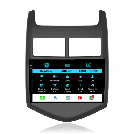 Aveo (2012 - 2014) - Navigatie Dedicata Chevrolet Aveo (2012-2014),QuadCore, 9Inch, 4Gb Ram, 64Gb Stocare, Carplay