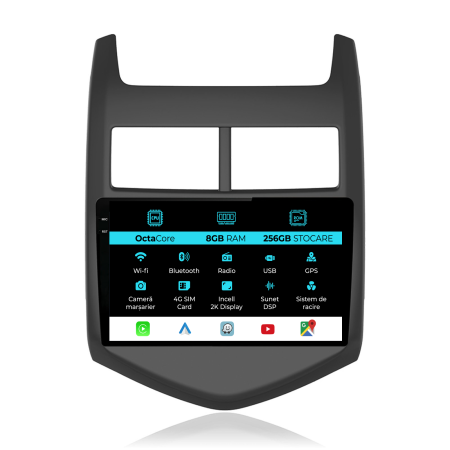 Aveo (2012 - 2014) - Navigatie Dedicata Chevrolet Aveo (2012-2014), 2K, 8Gb Ram, 256Gb Stocare, Carplay