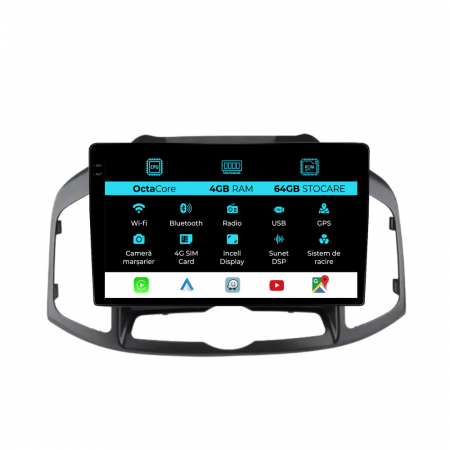 Captiva (2012 - 2014) - Navigatie Dedicata Chevrolet Captiva (2011-2016), Incell 10Inch, 4Gb Ram, 64Gb Stocare, Carplay