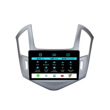 Cruze (2008-2015) - Navigatie Dedicata Chevrolet Cruze (2012-2015), 2K, 4Gb Ram, 64Gb stocare, Carplay