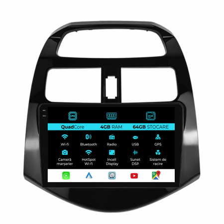 Spark (2009-2015) - Navigatie Dedicata Chevrolet Spark (2009-2015), QuadCore, 9Inch, 4Gb Ram, 64Gb Stocare, Carplay