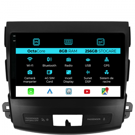 C-Crosser (2007 - 2012) - Navigatie Dedicata Citroen C-Crosser (2007-2012), 9Inch, 8Gb Ram, 256Gb Stocare, Carplay