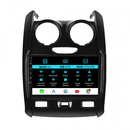 Duster (2010 - 2020) - Navigatie Dedicata Dacia Duster (2010-2020), 9Inch, 1Gb Ram, 32Gb Stocare, Carplay