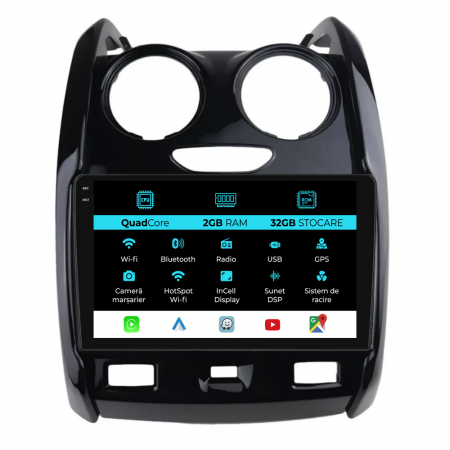 Navigatii Android - Navigatie Dedicata Dacia Duster (2010-2020), Incell 9Inch, 2Gb Ram, 32Gb Stocare, Carplay
