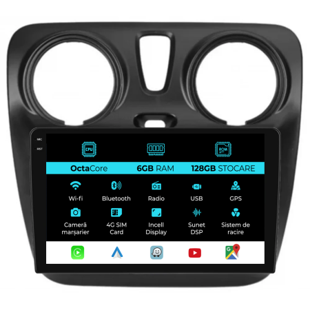 Navigatii Dedicate - Navigatie Dedicata Dacia Lodgy (2012 - 2020), 9 Inch, 6Gb Ram, 128Gb Stocare, Android Auto, Carplay
