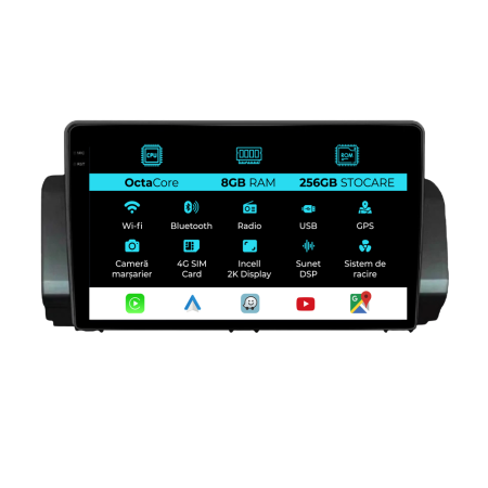 Navigatii Dedicate - Navigatie Dedicata Dacia Logan 3 (2021 - 2023), 2K, 8Gb Ram, 256Gb Stocare, Android Auto, Carplay