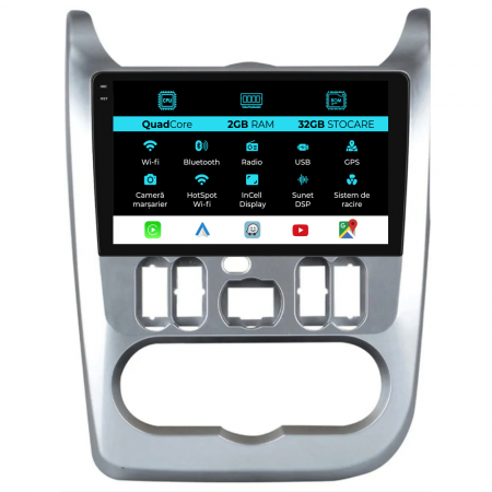 Sandero (2010 - 2020) - Navigatie Dedicata Dacia Logan/Duster/Sandero (2008-2013),Incell 9Inch, 2Gb Ram, 32Gb Stocare, Carplay