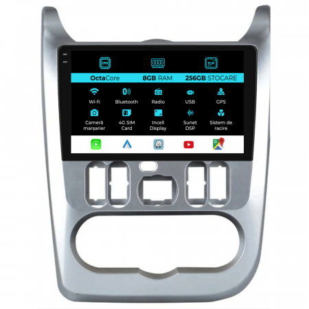 Sandero (2010 - 2020) - Navigatie Dedicata Dacia Logan/Duster/Sandero (2008-2013),Incell 9Inch, 8Gb Ram, 256Gb Stocare, Carplay