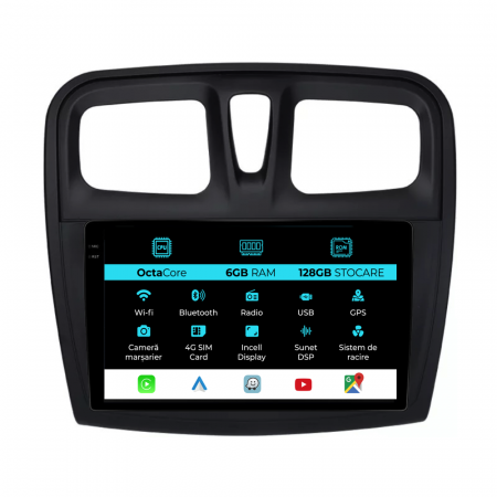 Sandero (2010 - 2020) - Navigatie Dedicata Dacia Logan/Sandero (2012-2020), 9Inch, 6Gb Ram, 128Gb Stocare, Carplay