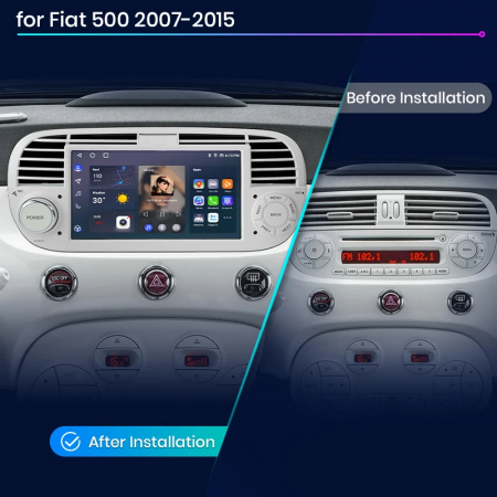 Navigatie Dedicata Fiat 500 (2007-2015), 7Inch, 4Gb Ram, 64Gb stocare, Apple Carplay/Android Auto [2]