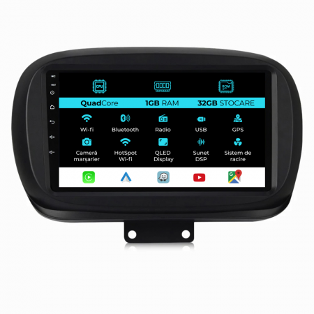 500X (2014 - 2020) - Navigatie Dedicata Fiat 500x (2014 - 2020), 9Inch, 1Gb Ram, 32Gb Stocare, Carplay