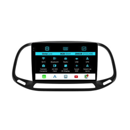 Doblo (2015 - 2019) - Navigatie Dedicata Fiat Doblo (2015-2019), 2K, 8Gb Ram, 256Gb Stocare, Carplay