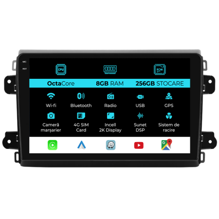 Ducato 2022+ - Navigatie Dedicata Fiat Ducato 2020+, 2K, 8Gb Ram, 256Gb Stocare, Carplay