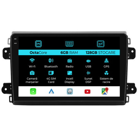 Ducato 2022+ - Navigatie Dedicata Fiat Ducato 2020+, 9Inch, 6Gb Ram, 128Gb Stocare, Carplay