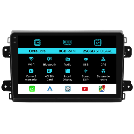 Ducato 2022+ - Navigatie Dedicata Fiat Ducato 2020+, 9Inch, 8Gb Ram, 256Gb Stocare, Carplay