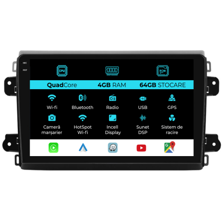 Ducato 2022+ - Navigatie Dedicata Fiat Ducato 2020+,QuadCore, 9Inch, 4Gb Ram, 64Gb Stocare, Carplay