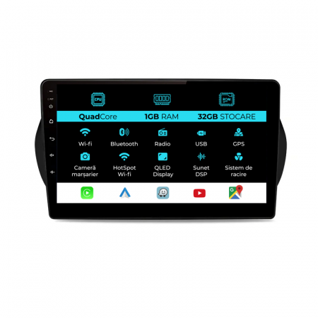 Fiorino/Qubo (2008 - 2017) - Navigatie Dedicata Fiat Fiorino/Qubo (2008 - 2017), 10Inch, 1Gb Ram, 32Gb Stocare, Carplay