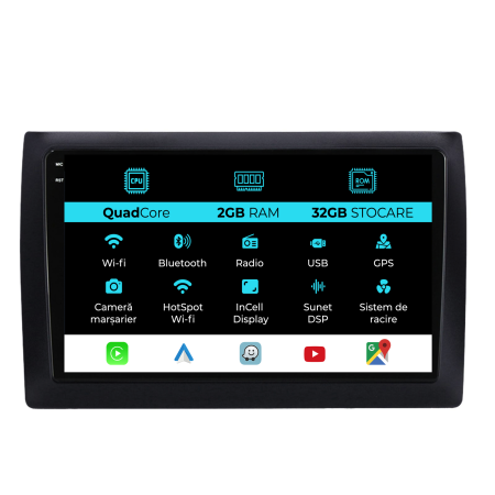 Stilo (2001-2010) - Navigatie Dedicata Fiat Stilo (2001-2011), 9Inch, 2Gb Ram, 32Gb Stocare, Carplay