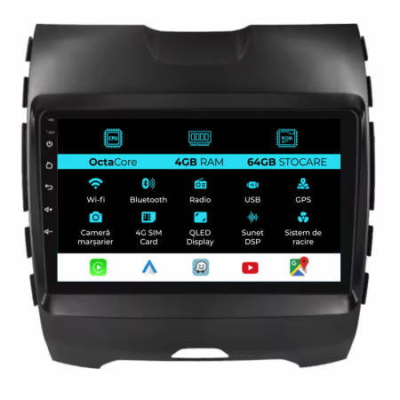 Edge (2015 - 2021) - Navigatie Dedicata Ford Edge (2015 - 2021), 9Inch, 4Gb Ram, 64Gb Stocare, Carplay