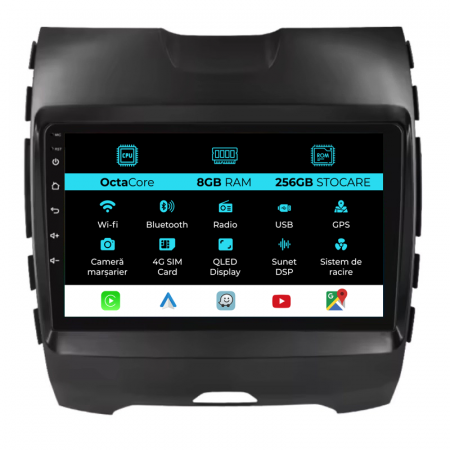 Edge (2015 - 2021) - Navigatie Dedicata Ford Edge (2015 - 2021), 9Inch, 8Gb Ram, 256Gb Stocare, Carplay
