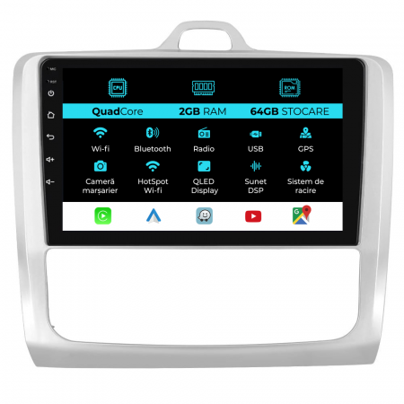 Focus (2004 - 2012) - Navigatie Dedicata Ford Focus (2004-2012), 9Inch, 2Gb Ram, 64Gb Stocare, Carplay