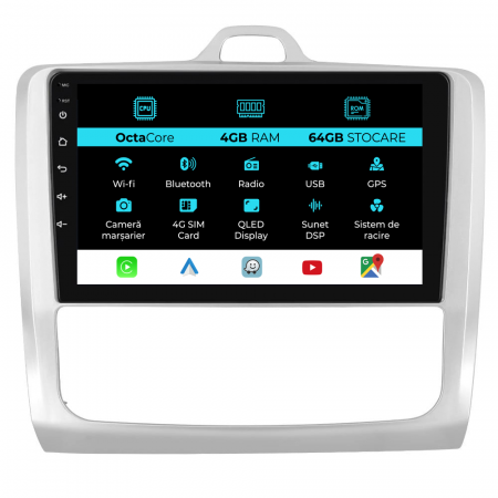 Focus (2004 - 2012) - Navigatie Dedicata Ford Focus (2004-2012), 9Inch, 4Gb Ram, 64Gb Stocare, Carplay