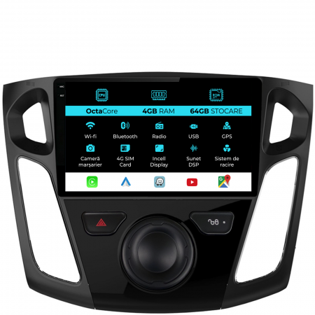 Focus 3 (2011-2018) - Navigatie  Dedicata Ford Focus 3 (2012-2018), 9Inch, 4Gb Ram, 64Gb Stocare, Carplay