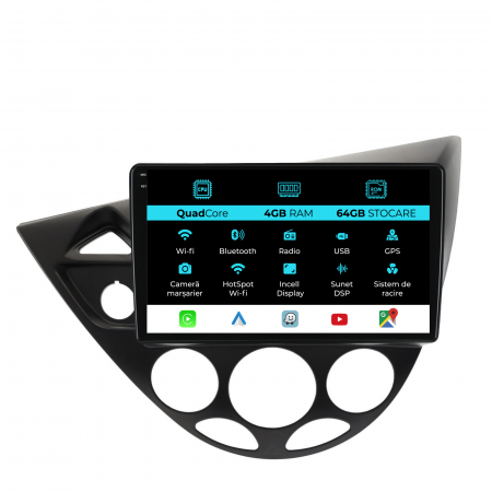 Focus MK1 (1998 - 2004) - Navigatie Dedicata Ford Focus MK1 (1998-2004),QuadCore, 9Inch, 4Gb Ram, 64Gb Stocare, Carplay