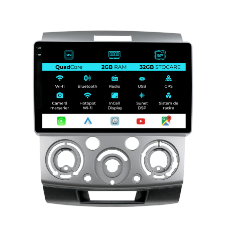 Ranger (2007-2012) - Navigatie Dedicata Ford Ranger (2005-2011), 9Inch, 2Gb Ram, 32Gb Stocare, Carplay