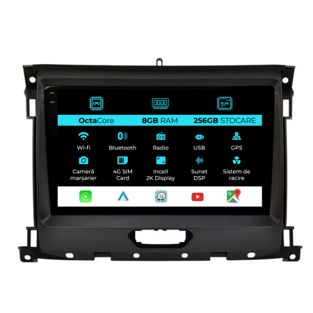 Ranger (2015-2020) - Navigatie Dedicata Ford Ranger (2015-2020), 2K, 8Gb Ram, 256Gb Stocare, Carplay