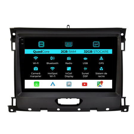 Ranger (2015-2020) - Navigatie Dedicata Ford Ranger (2015-2020), 9Inch, 2Gb Ram, 32Gb Stocare, Carplay