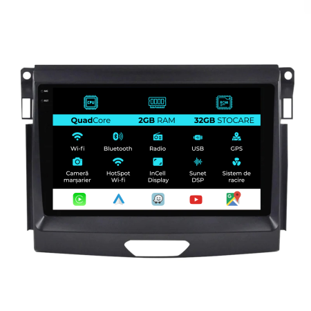 Ranger (2015-2020) - Navigatie Dedicata Ford Ranger (2015-2020), 9Inch, 2Gb Ram, 32Gb Stocare, Carplay