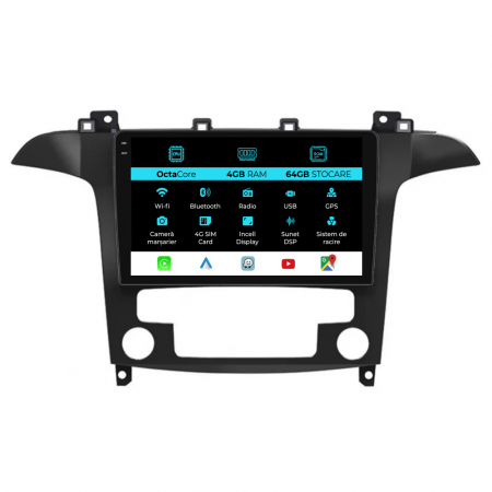 S-MAX (2006 - 2015) - Navigatie Dedicata Ford S-Max (2006 - 2015), 9Inch, 4Gb Ram, 64Gb Stocare, Carplay, Clima automata