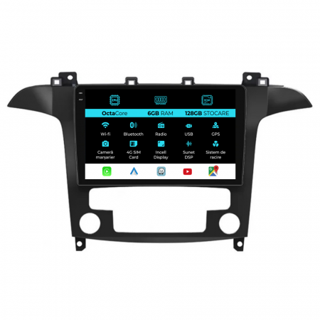 S-MAX (2006 - 2015) - Navigatie Dedicata Ford S-Max (2006 - 2015), 9Inch, 6Gb Ram, 128Gb Stocare, Carplay, Clima automata