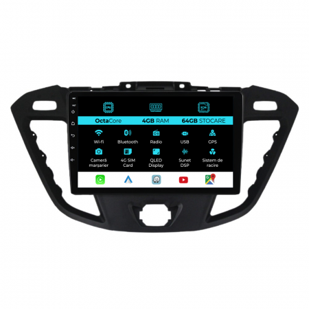 Transit (2012 - 2018) - Navigatie Dedicata Ford Transit (2012 - 2018), 9 Inch, 4Gb Ram, 64Gb stocare, Carplay