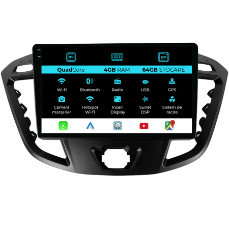 Transit (2012 - 2018) - Navigatie Dedicata Ford Transit (2012-2018),QuadCore, 9Inch, 4Gb Ram, 64Gb Stocare, Carplay