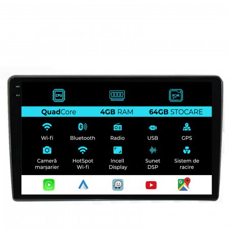 Transit (2019 - 2025) - Navigatie Dedicata Ford Transit (2019-2025),QuadCore, 10Inch, 4Gb Ram, 64Gb Stocare, Carplay